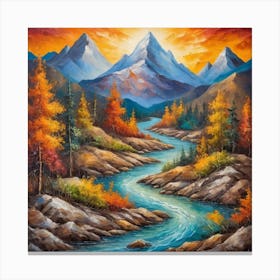 autumn season in the mountain Canvas Print