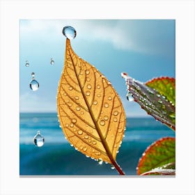 Leaf Water Drop Canvas Print