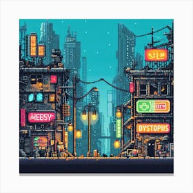 8-bit dystopian cityscape Canvas Print