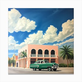 Old Car In Miami Canvas Print