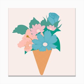 Blue And Pink Ice Cream Flower 2 Canvas Print