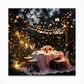 Fairy Lights In The Garden Canvas Print