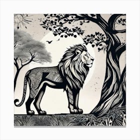 Lion In The Forest 28 Canvas Print