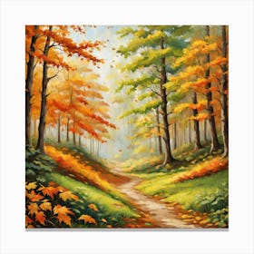 Forest In Autumn In Minimalist Style Square Composition 30 Canvas Print