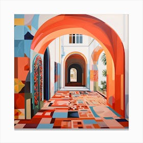 Bohemian Contemporary Art Print - Tropical Tiles & Colourful Archways Canvas Print