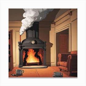 Fireplace In The Living Room Canvas Print