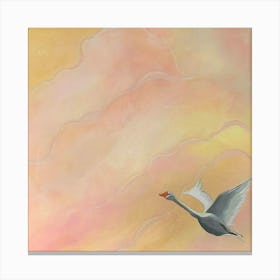 Flying bird in the sky (square) hand painted  Canvas Print