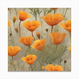 Boho Wildflower Painting California Poppy Canvas Print