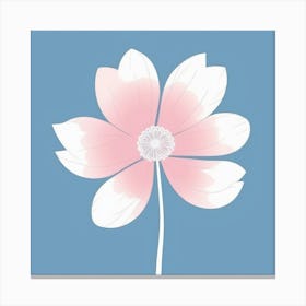 A White And Pink Flower In Minimalist Style Square Composition 539 Canvas Print