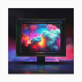 Tv Set With Clouds 1 Canvas Print