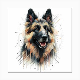 German Shepard Head - Abstract Line Art Illustration 26 Canvas Print