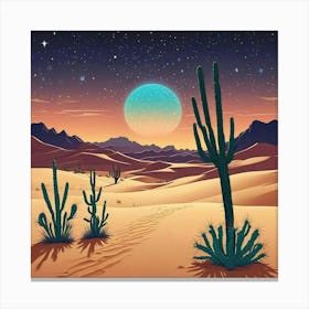 Desert Landscape With Moon Art Print (1) Canvas Print