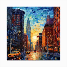 Sunset In New York City Canvas Print