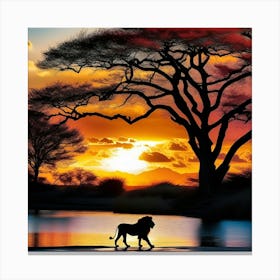 Lion At Sunset 19 Canvas Print