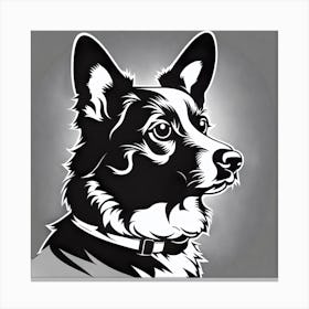 Corgi Dog, Black and white illustration, Dog drawing, Dog art, Animal illustration, Pet portrait, Realistic dog art Canvas Print