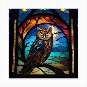 Owl stained glass 1 Canvas Print