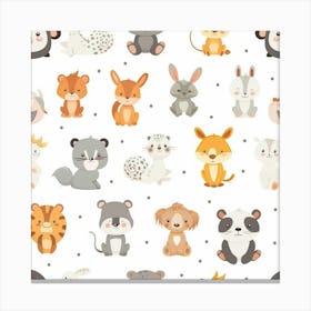 Cute Animals Seamless Pattern 1 Canvas Print