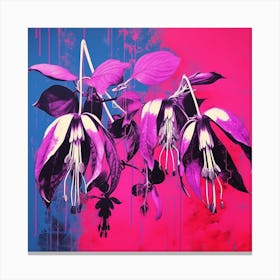 Andy Warhol Style Pop Art Flowers Fuchsia 2 Square Canvas Print