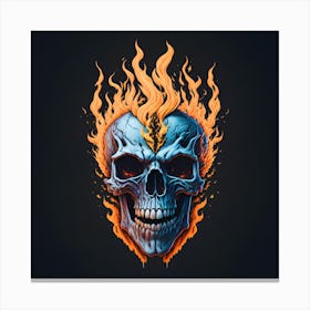 Skull With Flames Canvas Print
