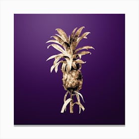 Gold Botanical Pineapple on Royal Purple n.2256 Canvas Print