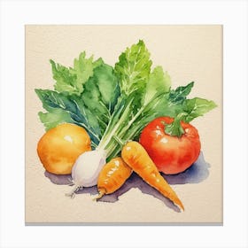 Watercolor Of Vegetables Canvas Print