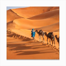 Camels In The Sahara Canvas Print