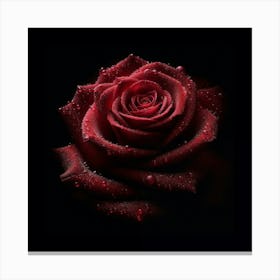 Red Rose On Black Background 1 Canvas Print