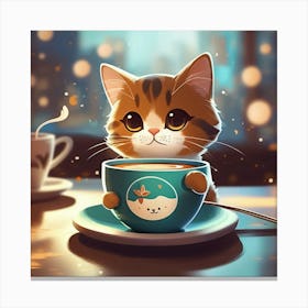 Cute Kitten In A Cup Canvas Print