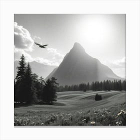 Black And White Mountain Landscape 2 Canvas Print