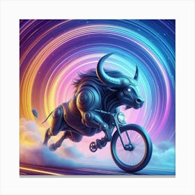 Bull Riding A Bike 1 Canvas Print