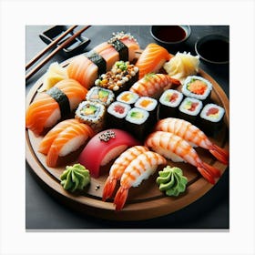 Sushi Plate With Chopsticks Canvas Print