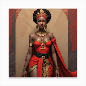 Pikaso Texttoimage Comic Style Beautiful Africanpowerful Queen Warrio (2) Canvas Print