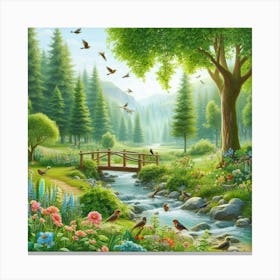 Bridge Over A Stream Canvas Print