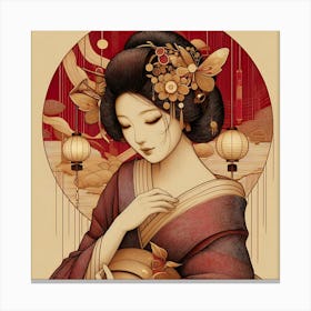 Creative Geisha Illustration 62 Canvas Print