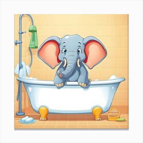 Elephant In Bathtub 5 Canvas Print