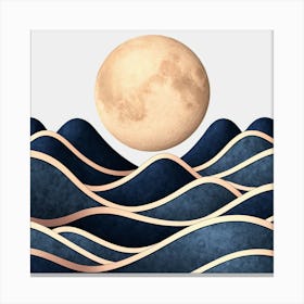 Moon And Waves 25 Canvas Print