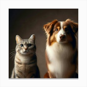 Portrait Of A Dog And Cat 5 Canvas Print