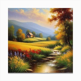 Stream In The Countryside 1 Canvas Print