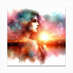 Watercolor Of A Woman Canvas Print