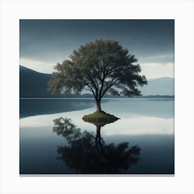 Lone Tree In Loch Ryan Canvas Print