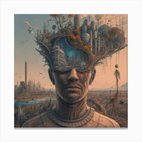 Man With A City In His Head Canvas Print