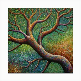 Default A Pointillist Painting Of A Tree Branch Using Small Do 1 Canvas Print
