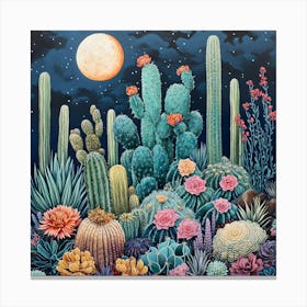 cactus garden in the dark Canvas Print