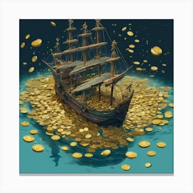 Pirate Ship With Gold Coins 1 Canvas Print