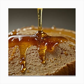 Honey Pouring On Bread 1 Canvas Print