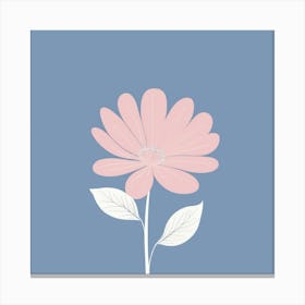 A White And Pink Flower In Minimalist Style Square Composition 432 Canvas Print