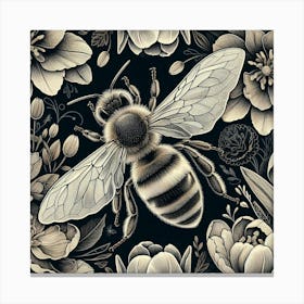 Bees And Flowers 2 Canvas Print