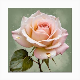 Pale Pink Rose On Grey 04 Canvas Print