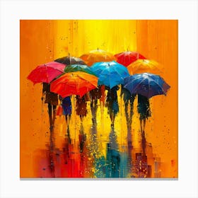 Umbrellas In The Rain Canvas Print