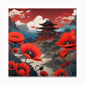 Poppies In The Mountains Canvas Print